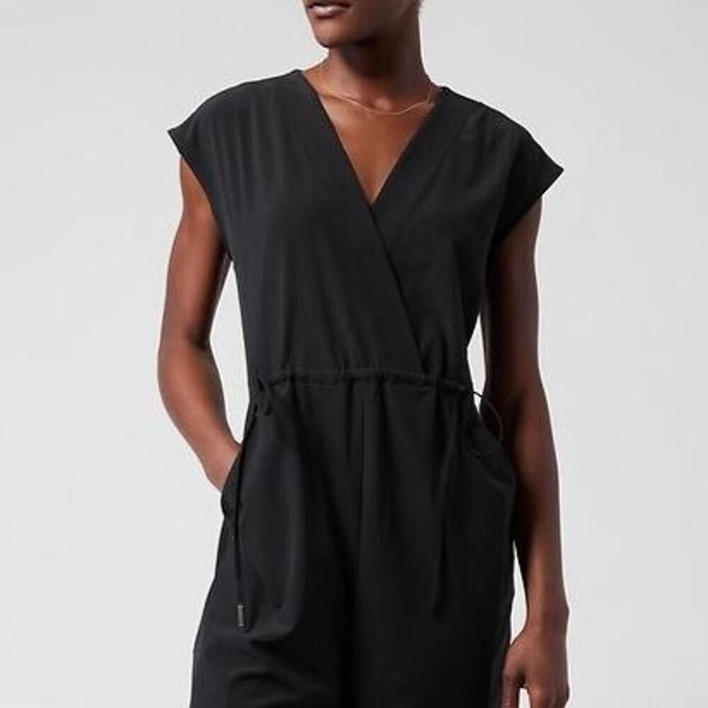 Athleta Marlow Black Wrap Romper Small